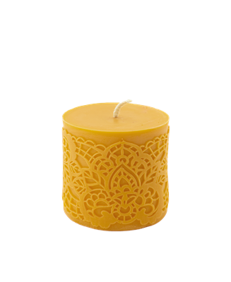 Bougie-deco-feuillage-relief-jaune