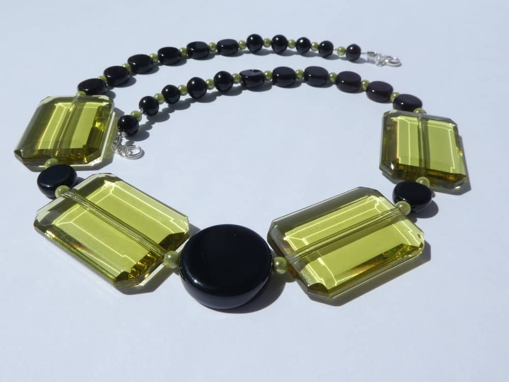 Collier art déco vert et noir