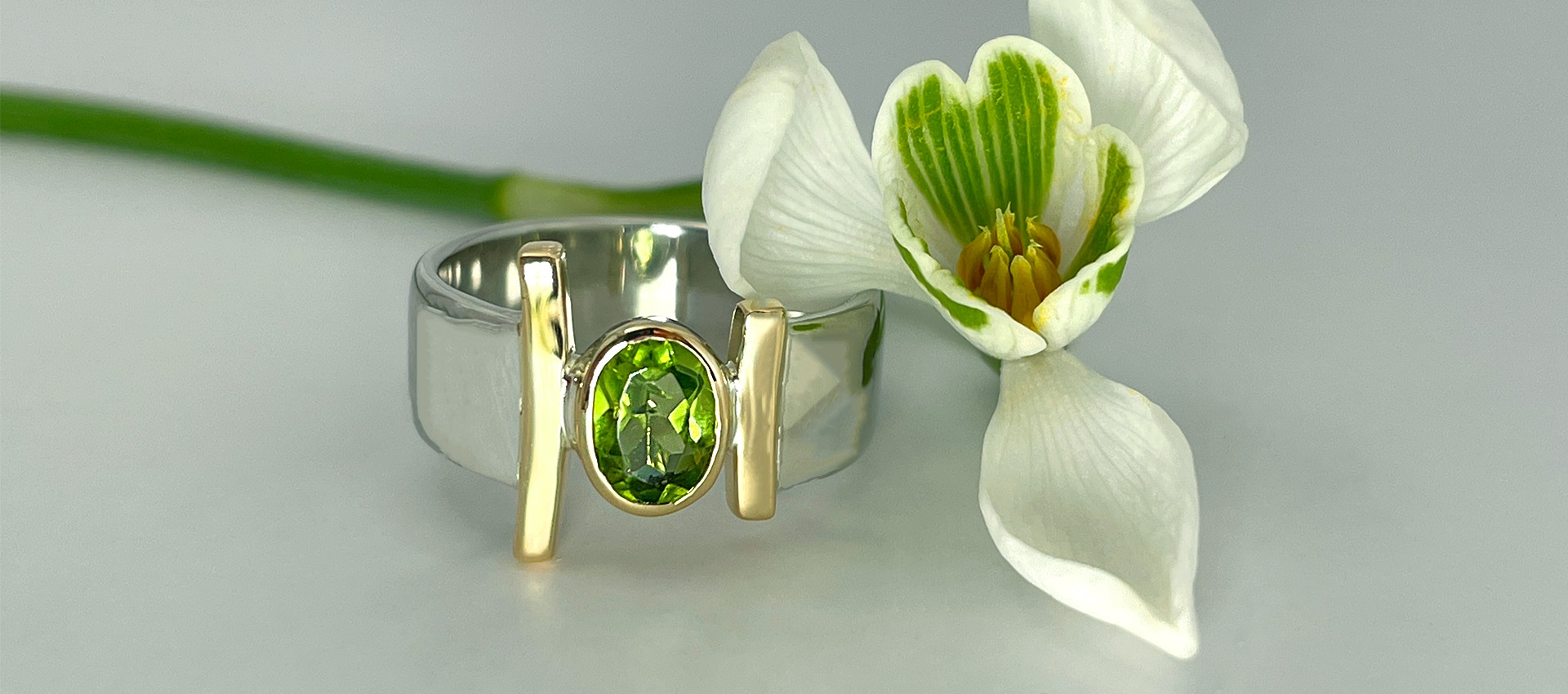 Bague Péridot Argent Or Jaune Joaillier Angers