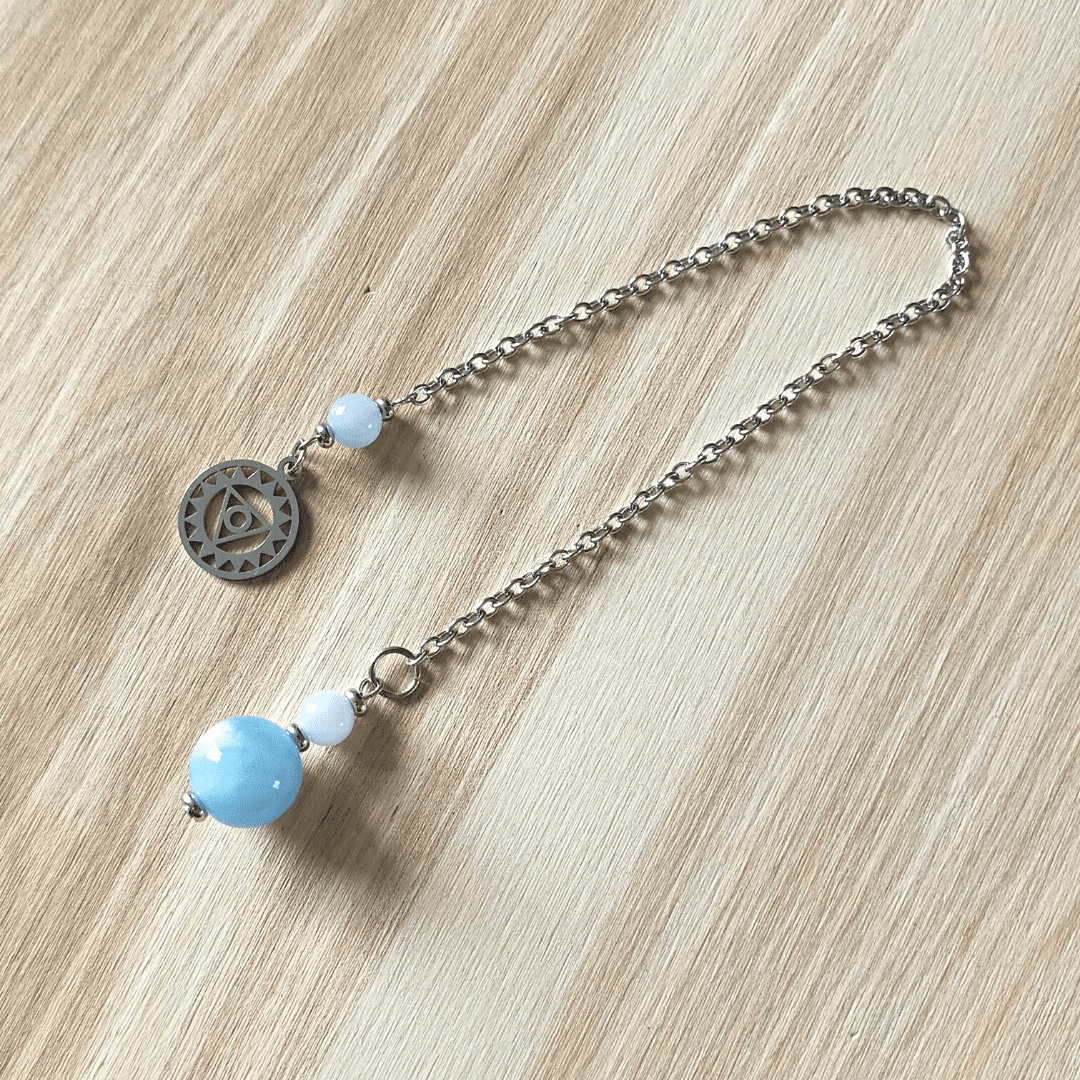 Pendule divinatoire sphère en Aigue-Marine – Chakra gorge