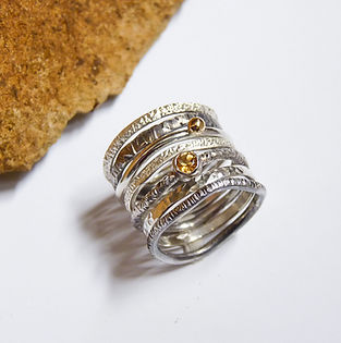 Bague semainier empilable en argent et pierre fine P1110443