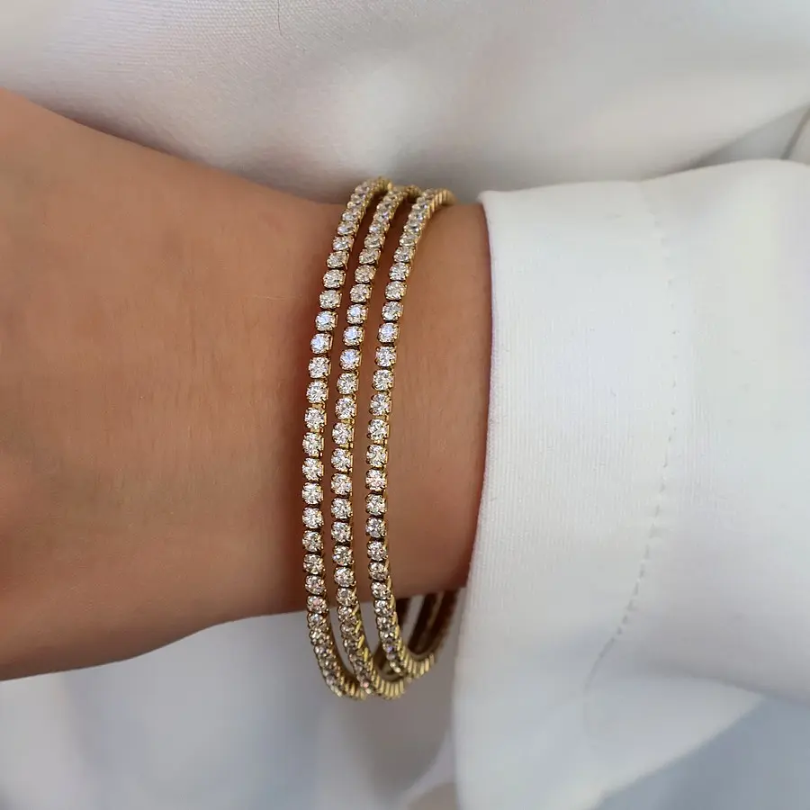 Bracelet strass zircon doré pour femme