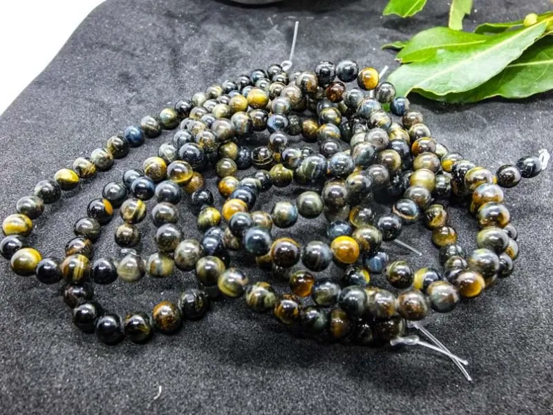 perles oeil de tigre bleu 6mm