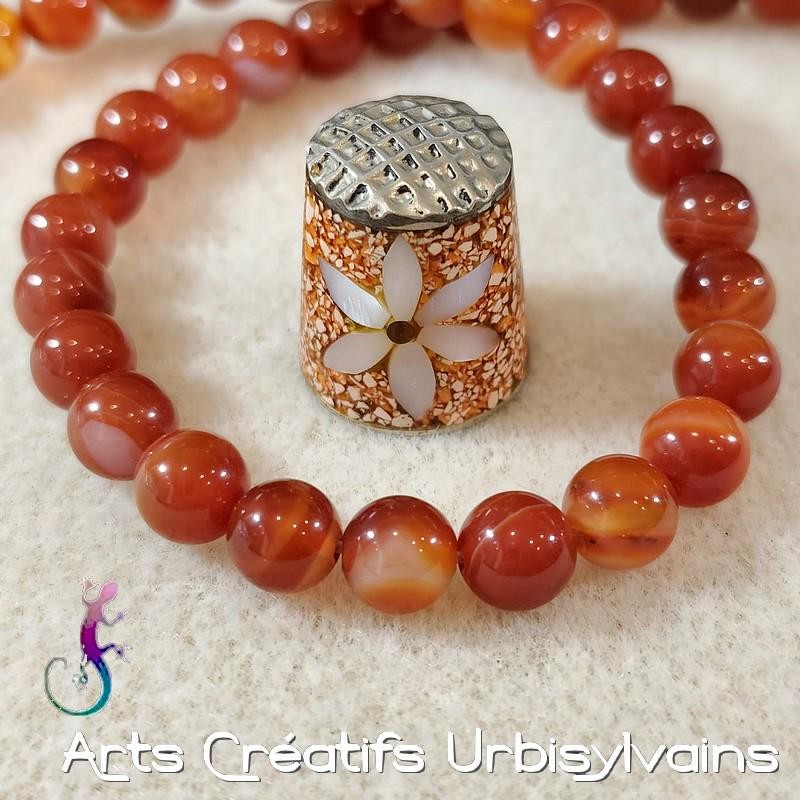 Lot de 10 perles rondes en cornaline naturelle 8mm