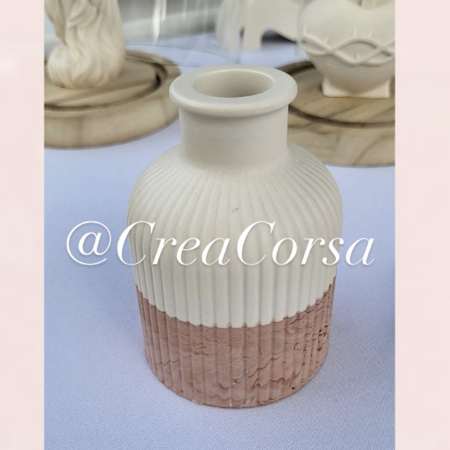 Petit vase strié décoratif – Bicolore – Création artisanale – CREA CORSA®