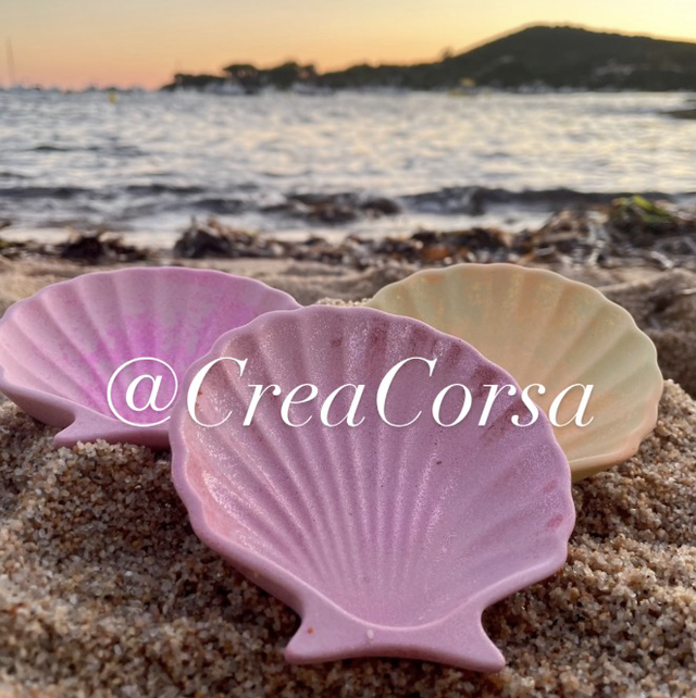 Coquille Saint–Jacques décorative – Paillettes – Création artisanale – CREA CORSA® 
