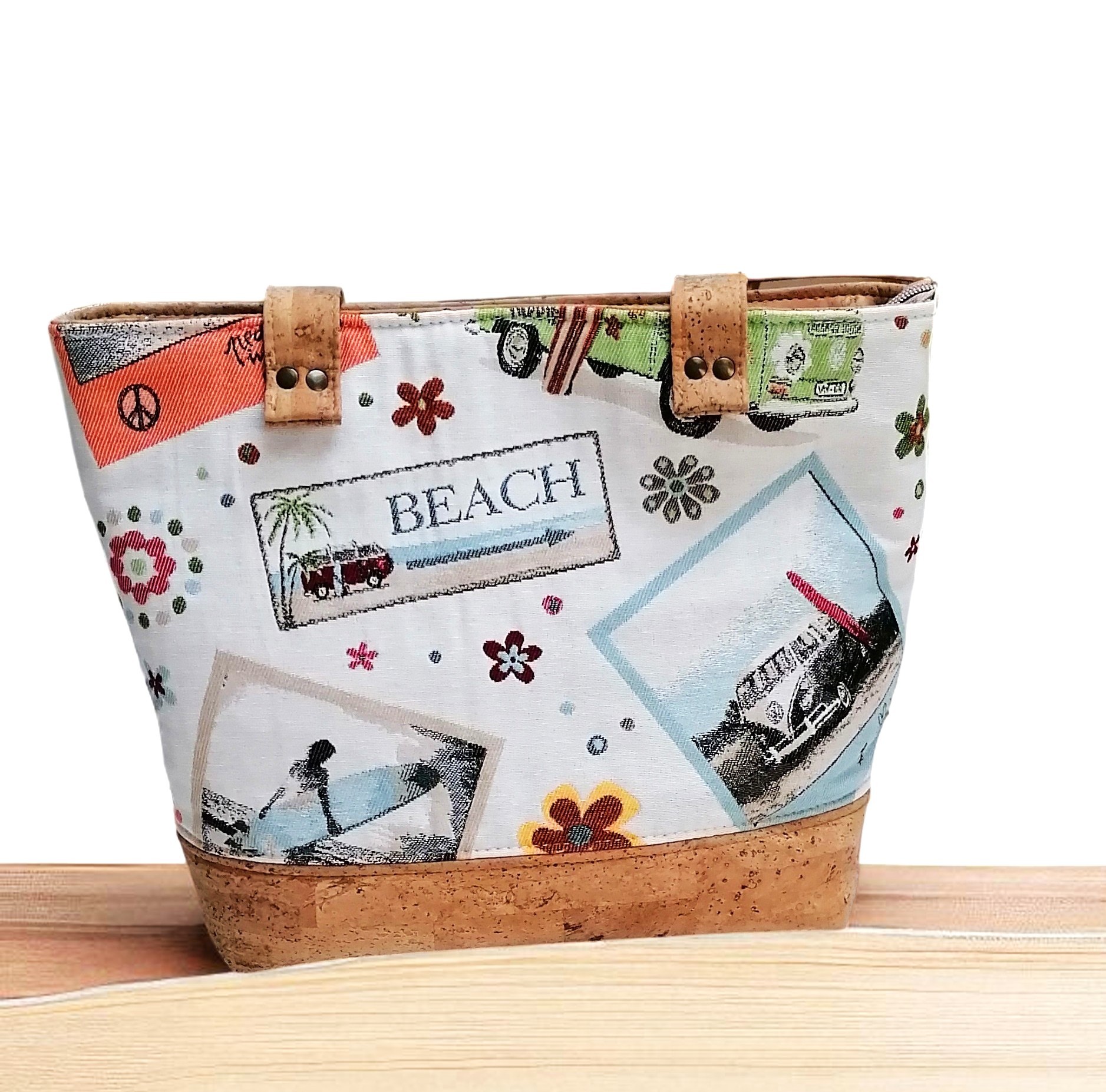 Sac cabas en jacquard et liège