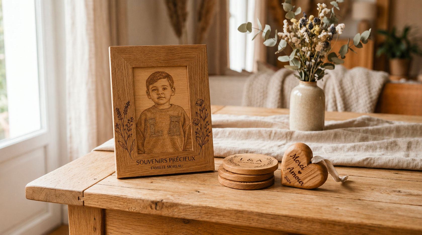 Offrir un souvenir gravé dans le bois