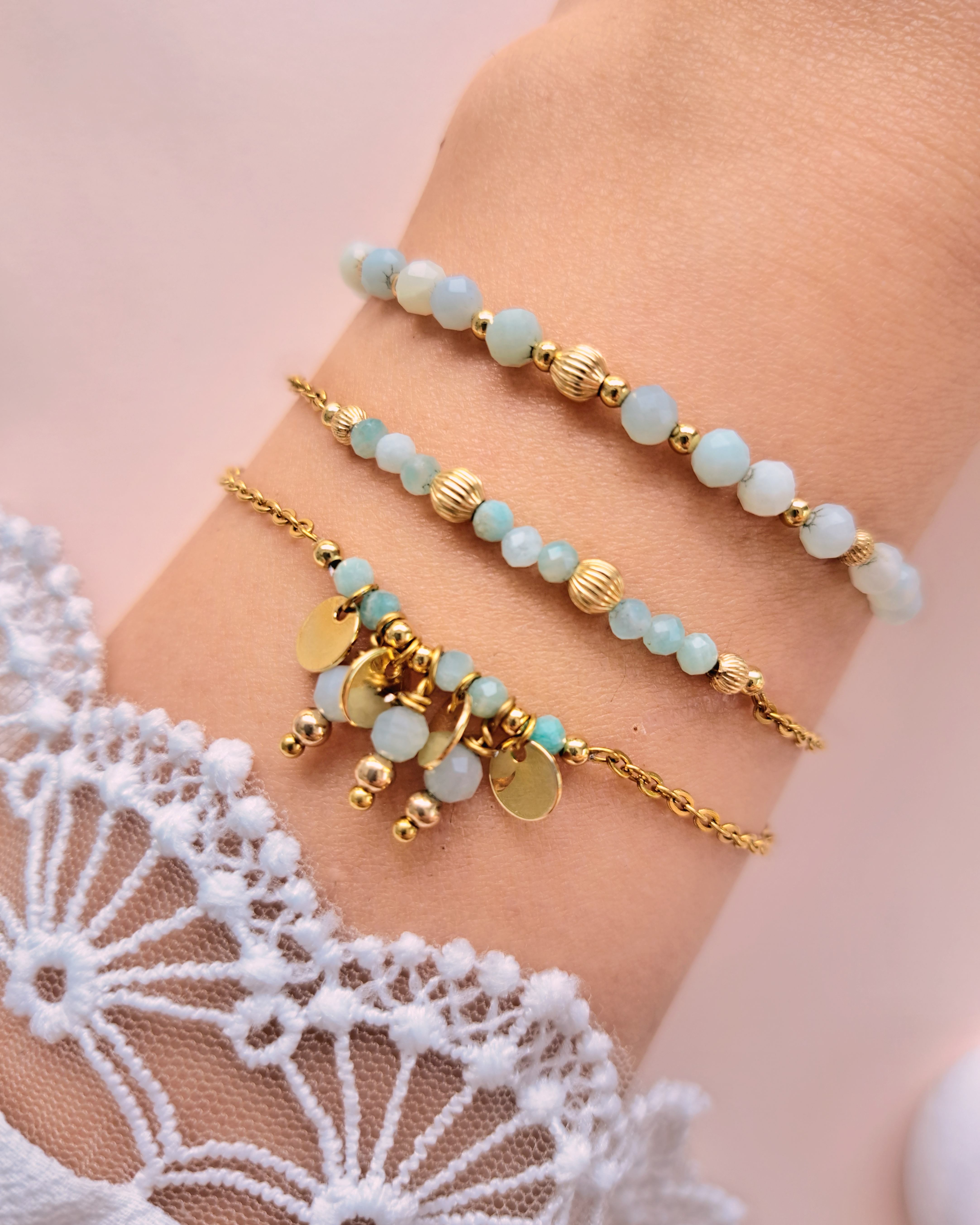 Ensemble de bracelets amazonite - Trio Cassandre
