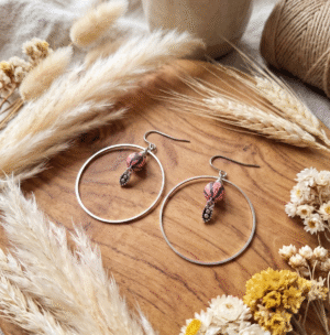 Boucles d'oreilles argentées créole motif japonais