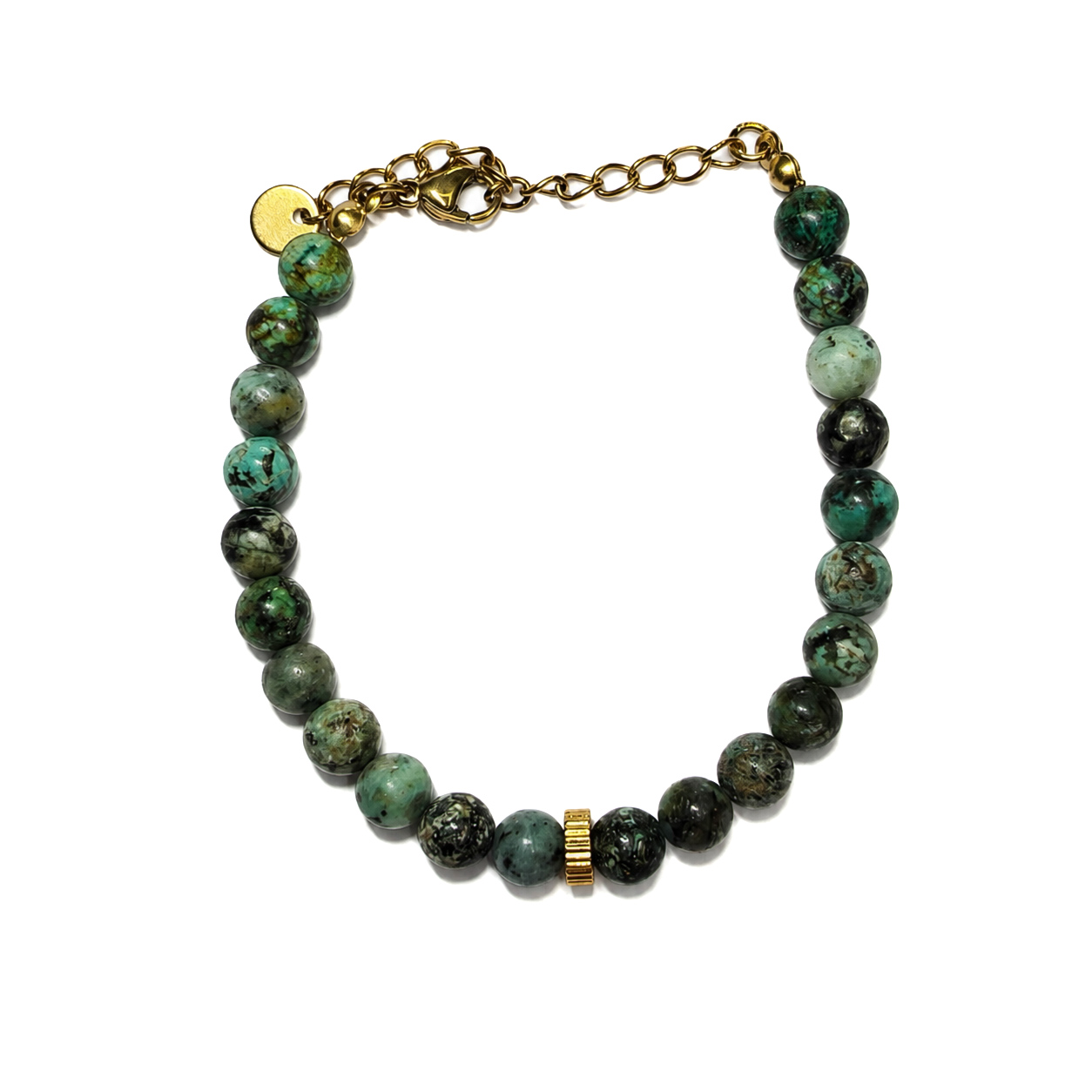 Bracelet perles jaspe turquoise africaine