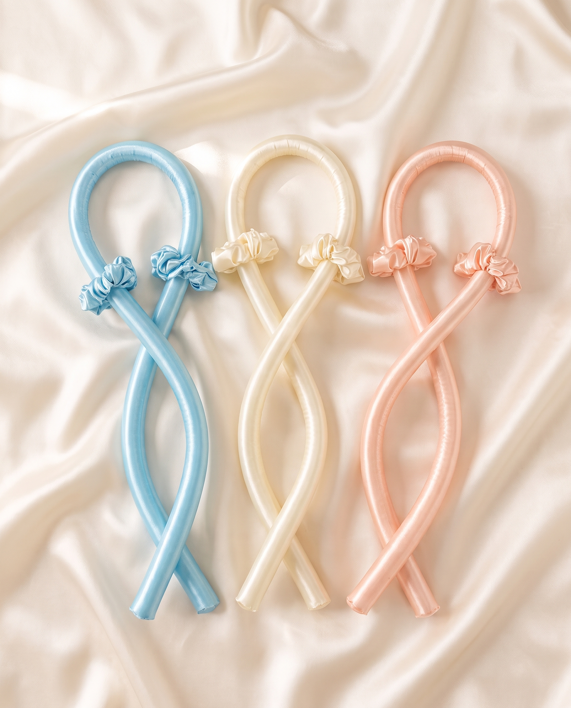 Nuit Boucle 3 couleurs bleu ciel ivoire rose peche