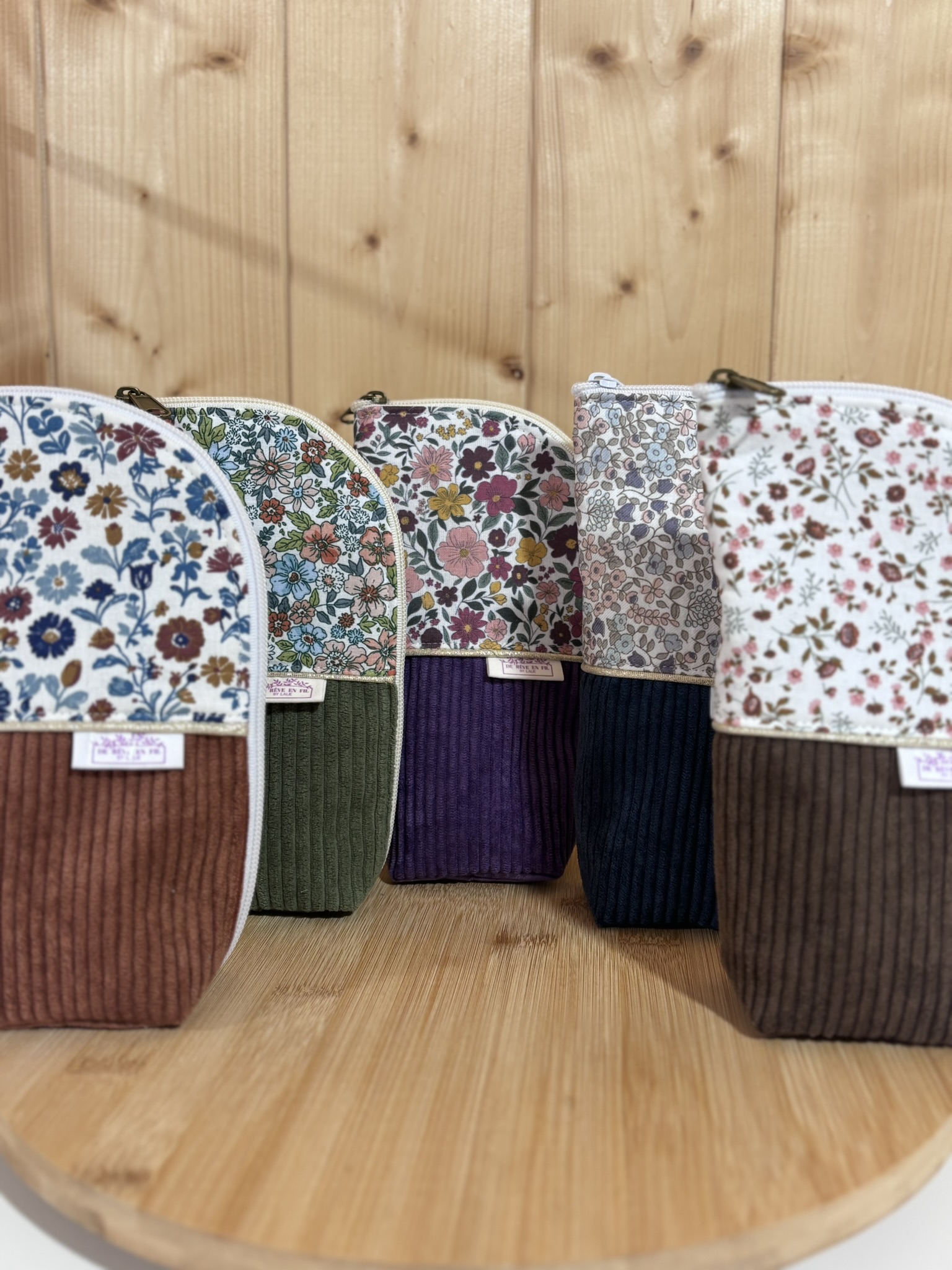 Trousse pot en velours côtelé à personnaliser