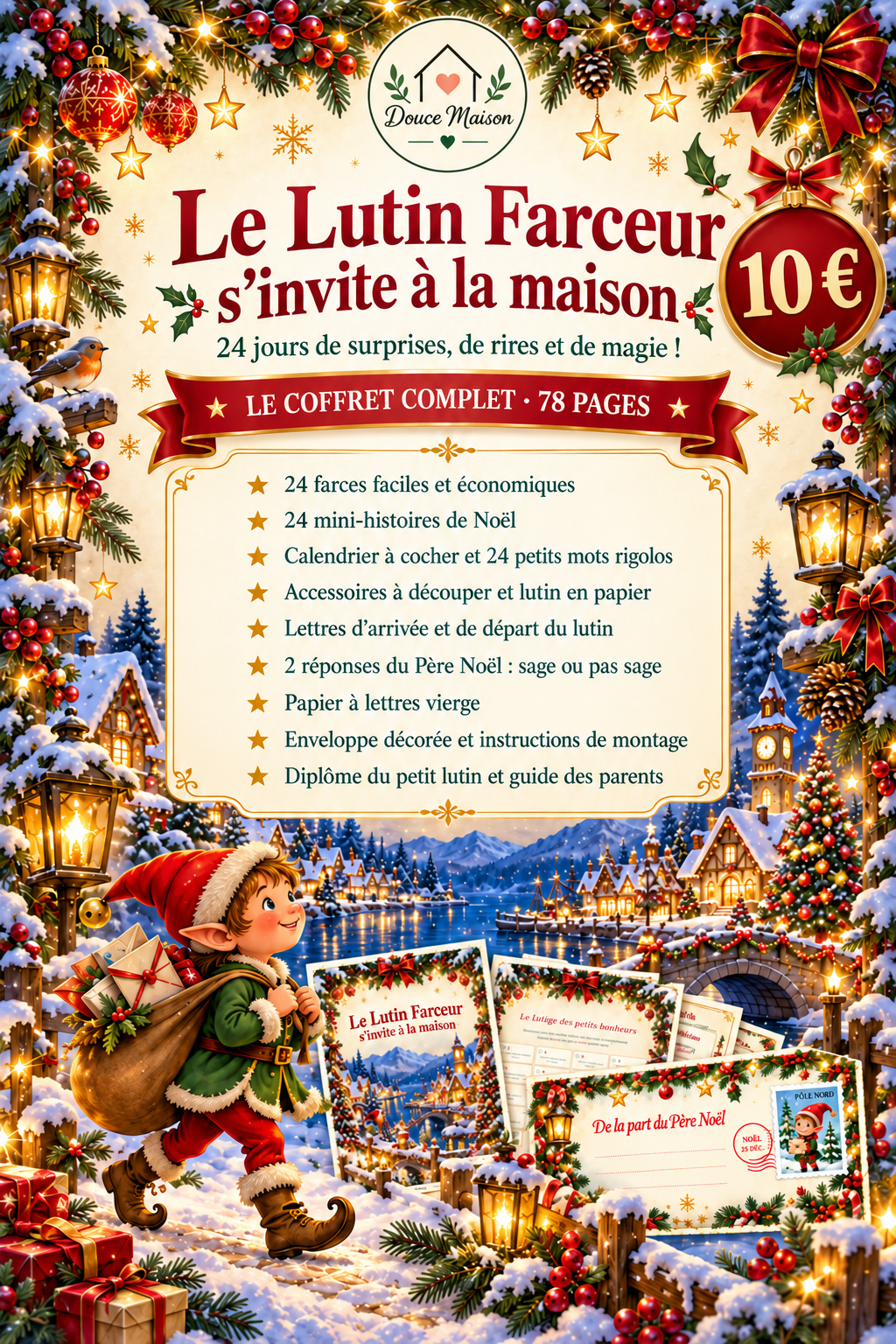 Le Lutin Farceur s'invite à la maison – Coffret de Noël 78 pages