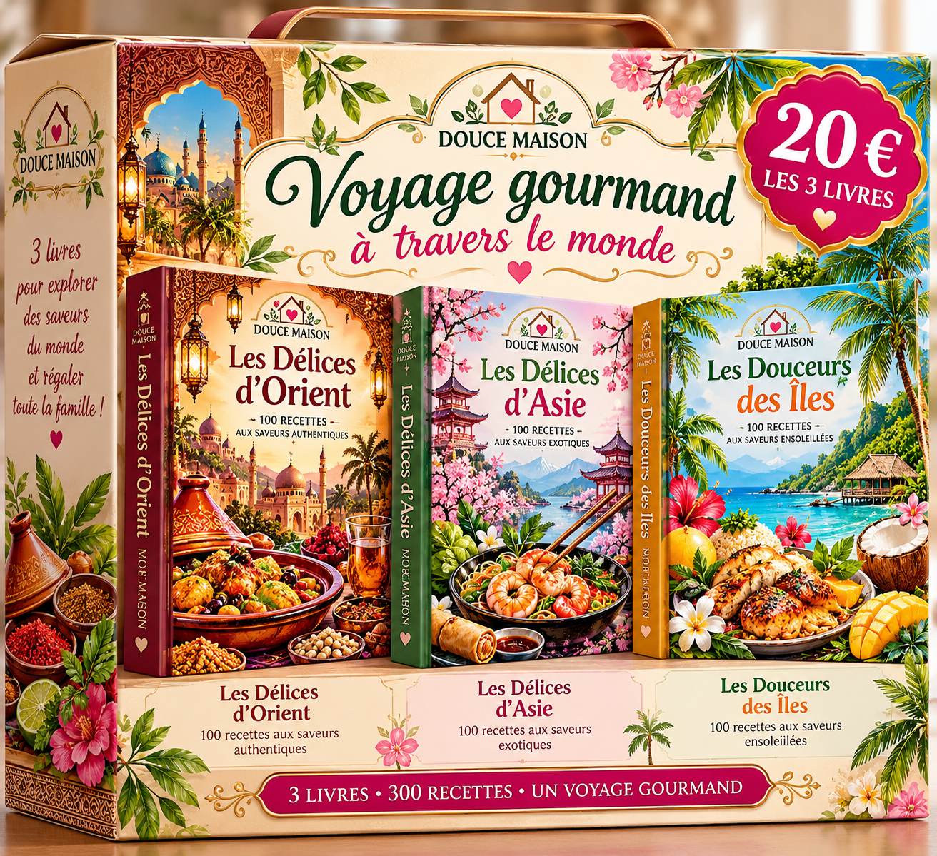 Voyage Gourmand à Travers le Monde – Coffret de 3 livres et 300 recettes